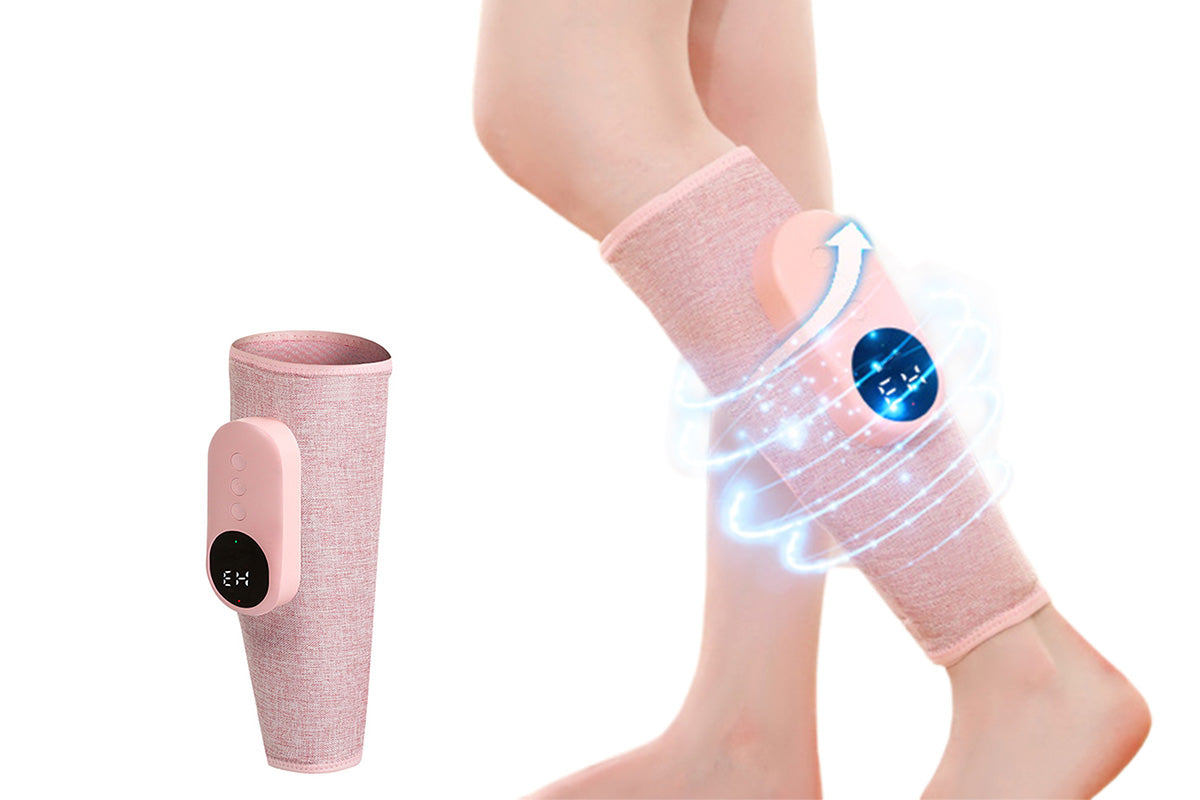 2Pcs Leg Massager Muscles Relax Heated Air Compression Foot Massage for Calf Blood Circulation-Pink