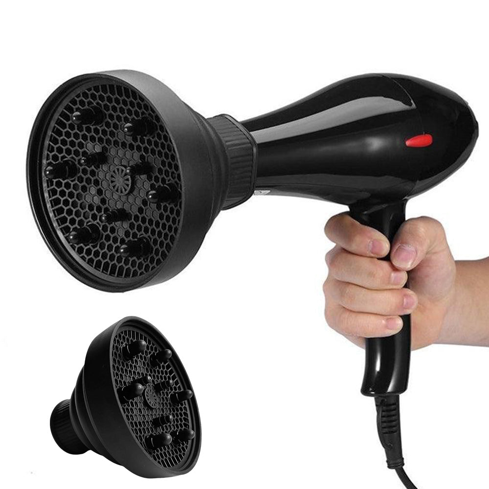 Foldable Silicone Hair Dryer Diffuser for Universal 4 to 5cm Nozzles - Black