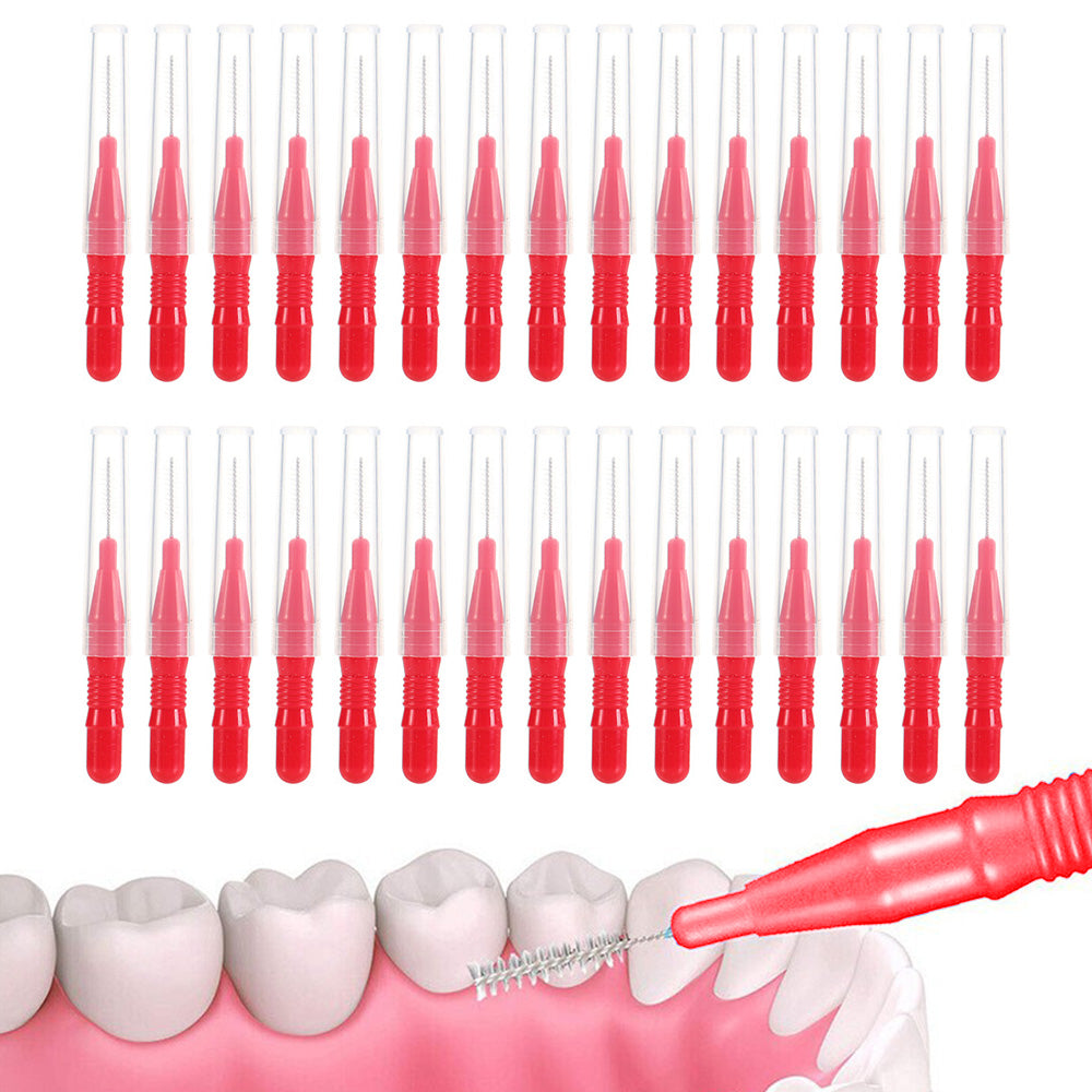 30 Piece Mini Cleaning Brushes for Braces Teeth Brows - Red