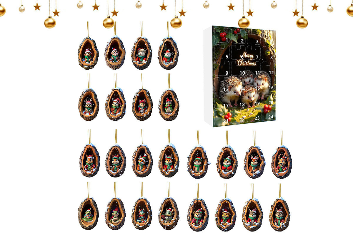 24Pcs Christmas Tree Decoration Hanging Ornaments for Home Holiday -Hedgehog
