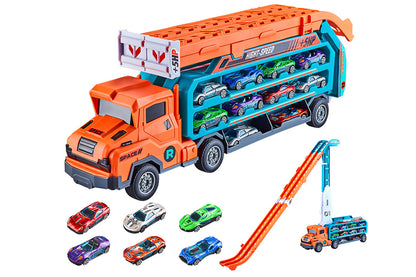 Carrier Truck Transport Car Toys Foldable 3 Layer Car Race Track Toys-Orange