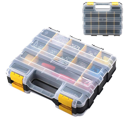 34 Grid Double Sided Tool Organizer Box for Screws Nuts - Yellow