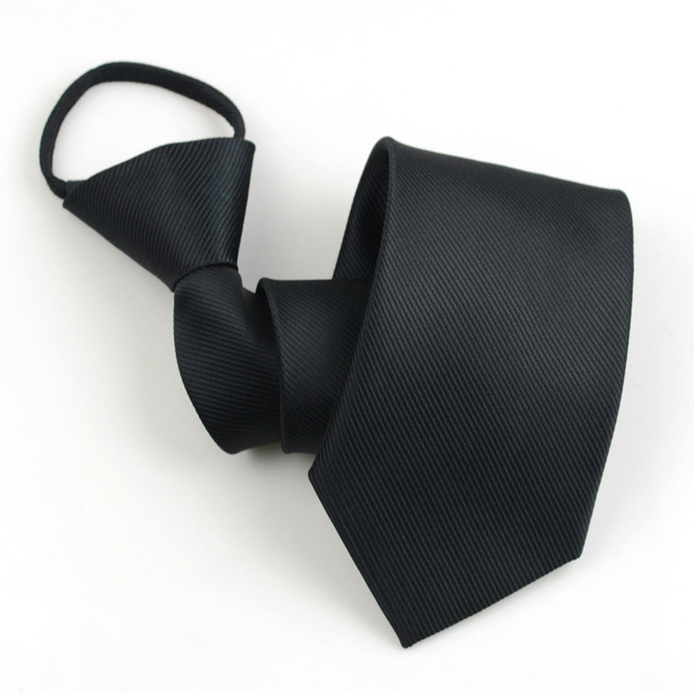 Pre-Tied Zip Necktie 8 cm for Wedding Business Formal Wear - Black