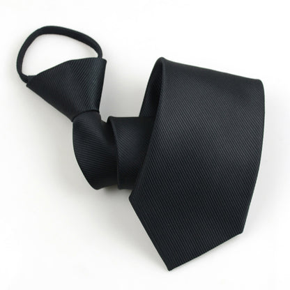Pre-Tied Zip Necktie 8 cm for Wedding Business Formal Wear - Black