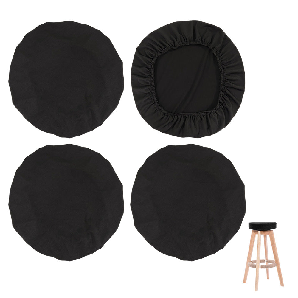 4 Piece Stretch Removable Dining Chair Seat Cushion Slipcovers - Black