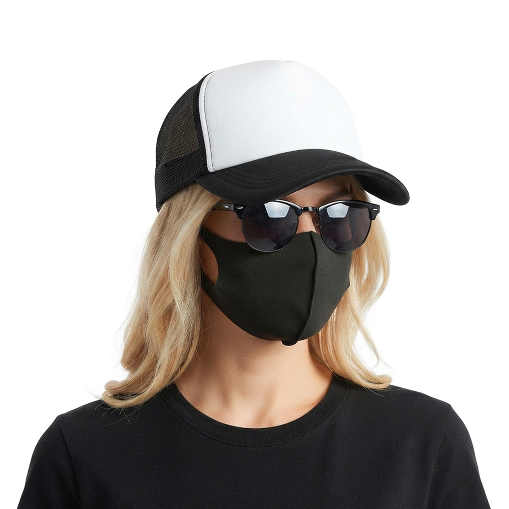 Adjustable Baseball Cap with Breathable Mesh Trucker Hat - Black