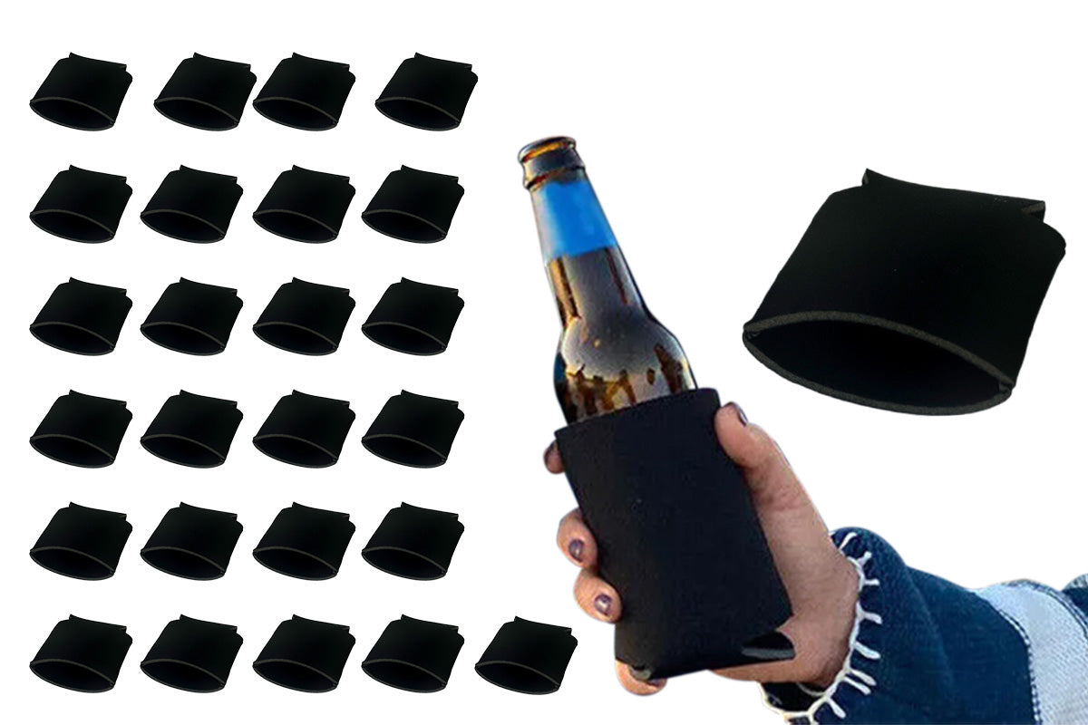 25Pcs Black Blank Can Cooler Sleeves Collapsible Plain Drink Holder Skinny Drink Insulated Sleeve