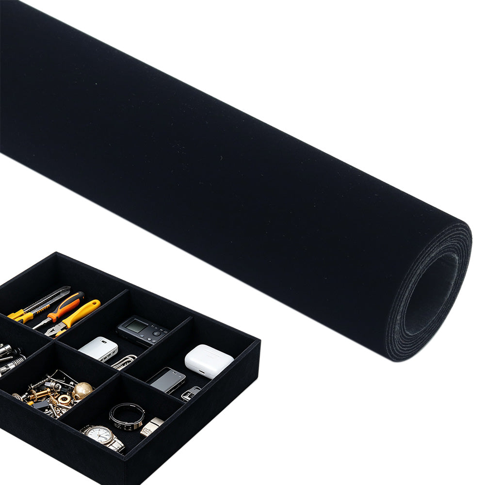 150x50cm Self Adhesive Flocking Fabric Roll for Crafts and Liners - Black