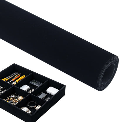 150x50cm Self Adhesive Flocking Fabric Roll for Crafts and Liners - Black