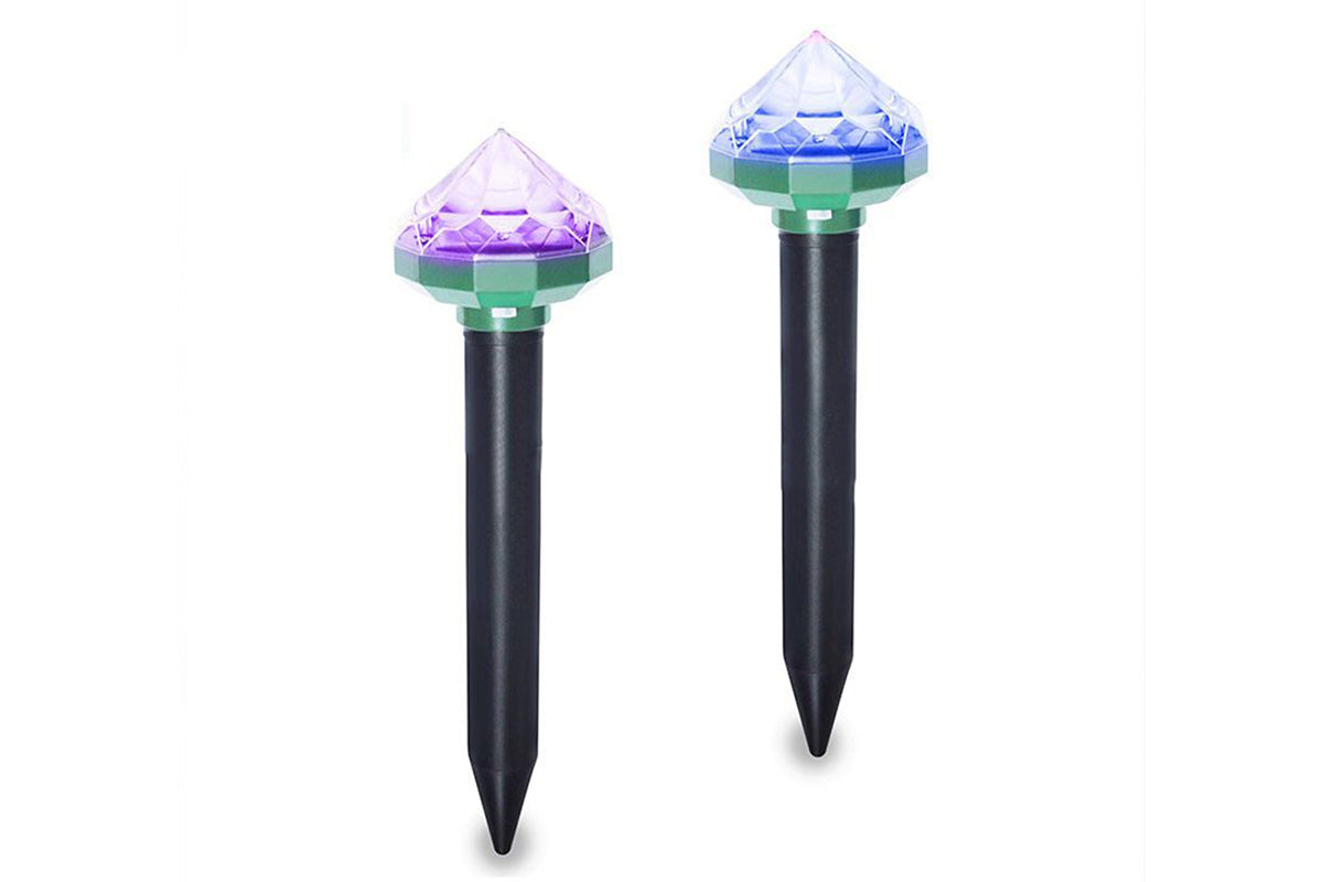 2Pcs Mole Repellent Solar Powered with Auto LED Lights for Mice Snakes Moles