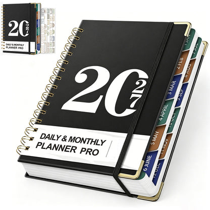 2027 A5 Hardcover Weekly Planner Calendar Notebook January to December - Black