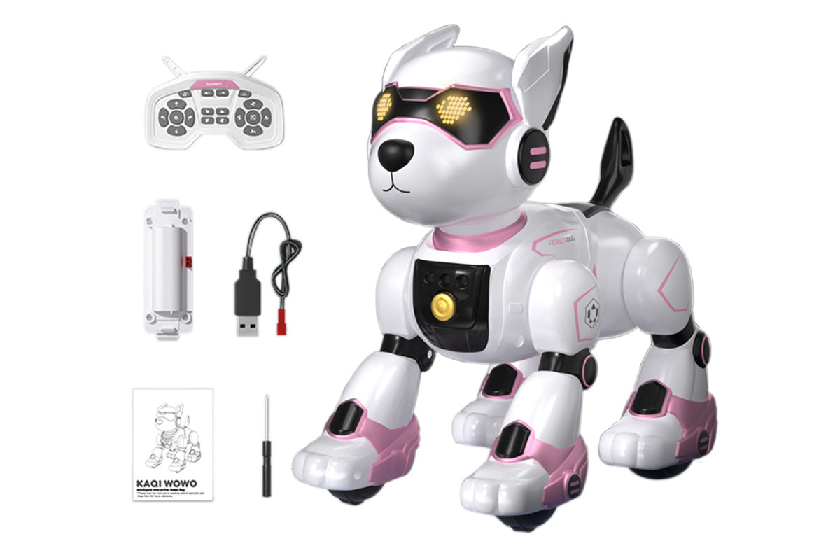Remote Control Robot Dog Toy Programmable RC Robot Puppy Smart Stunt Robot Pet-Pink