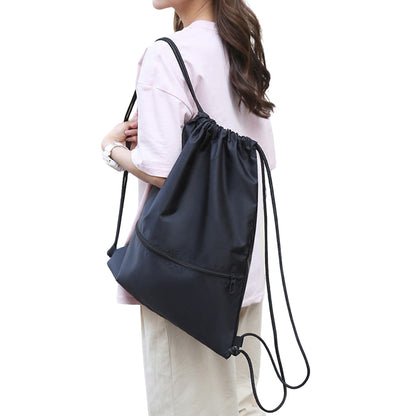 Drawstring Backpack Bag Portable Gym Backpack - Black