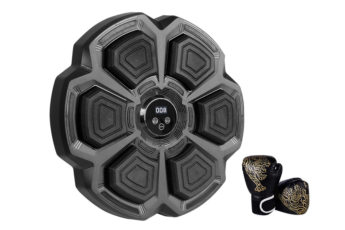 Electronic Punching Box Music Machine Wall Mounted Bluetooth with 2 Boxing Gloves-Black