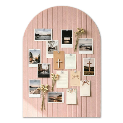 Large Arched Felt Bulletin Board with 30 Push Pins - Pink