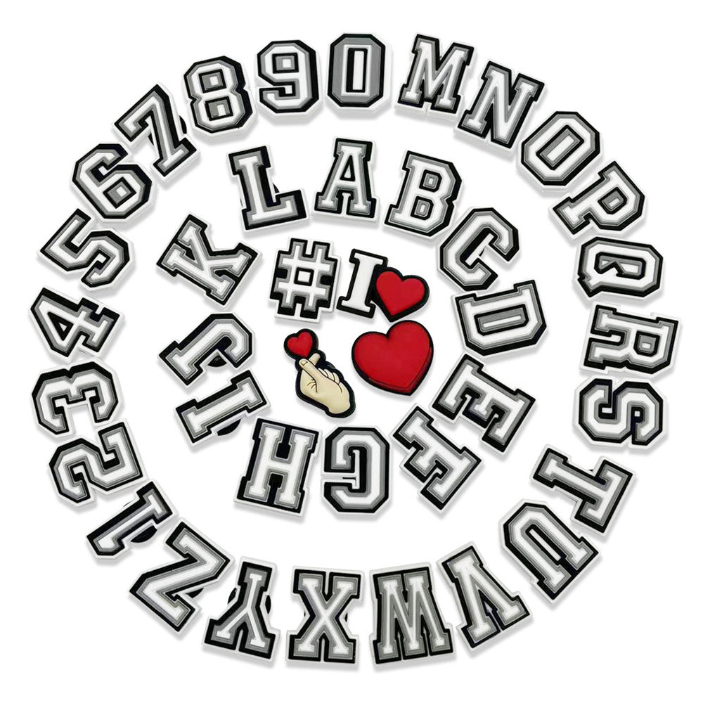 40 Piece Letter Number Heart Charms for Clog Shoes