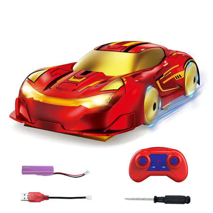 2.4G Dual-Sided Wall Climbing Remote Control Stunt Car with LED Lights - Yellow