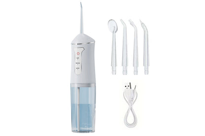 Cordless Electric Water Flosser Teeth Cleaner Floss Irrigator With 4 Jet Tips-White