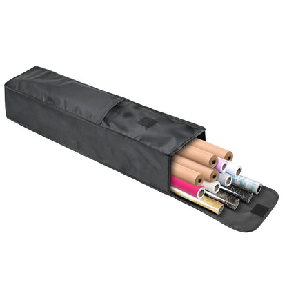 Wrapping Paper Storage Bag with Pocket for 9 Christmas Gift Wrap Rolls - Black