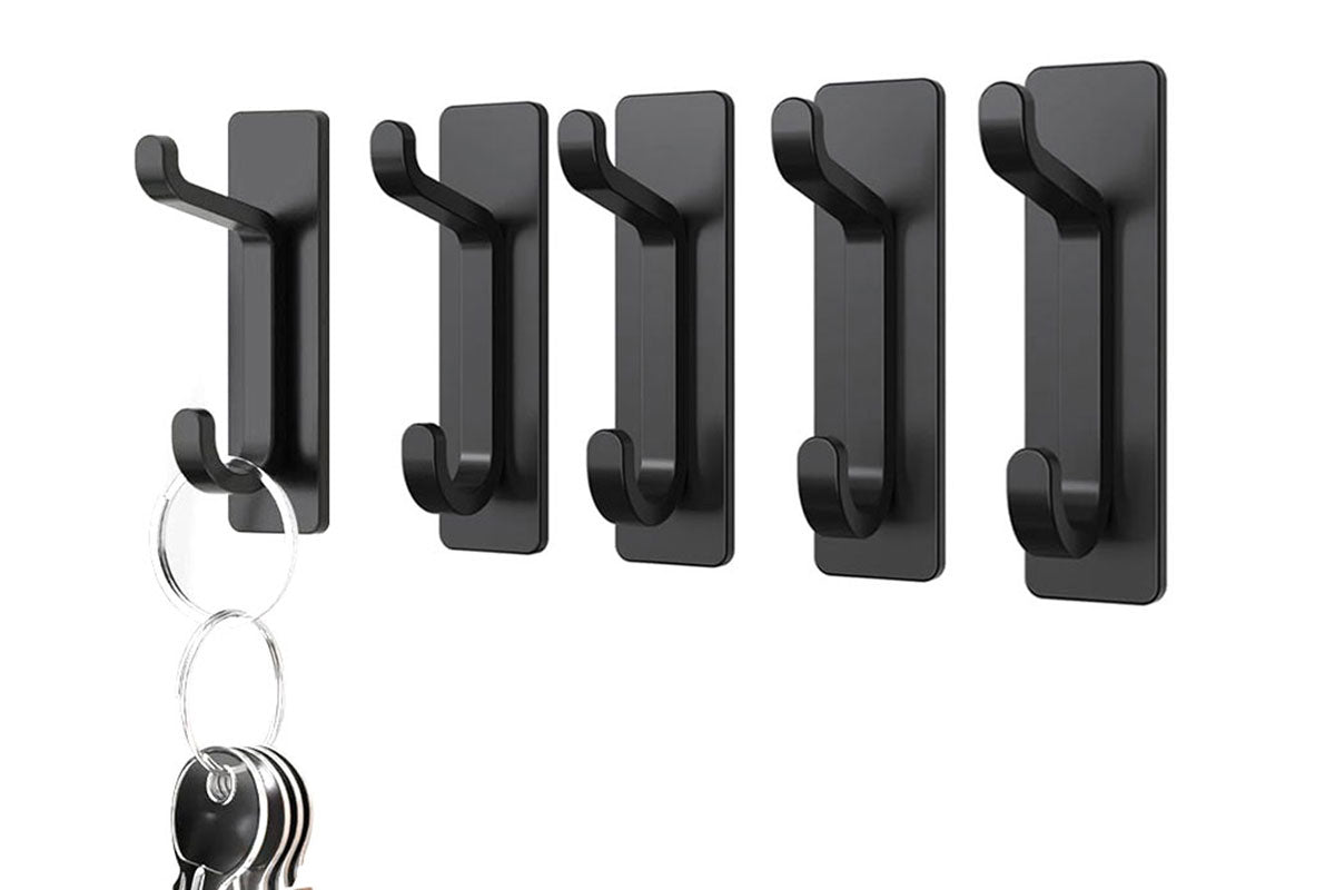 4Pcs Self Adhesive Wall Hook Double Hook Hanger Home Kitchen Bathroom Hanger Cabinet Tool