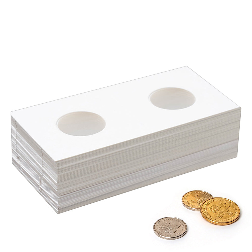 50 Piece Cardboard Coin Holders with Clear Window for Staple Display