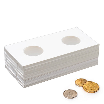 50 Piece Cardboard Coin Holders with Clear Window for Staple Display