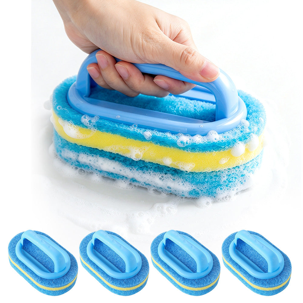 5 Piece Multi Layer Sponge Cleaning Brush Set for Kitchen Bathroom - Blue
