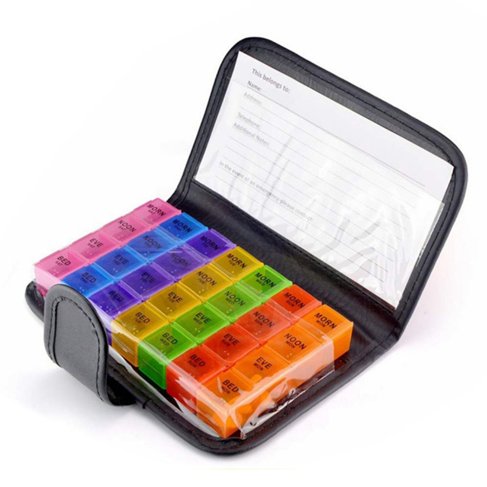Weekly Pill Organizer Individual Medicine Containers for Vitamins Supplements-Colorful