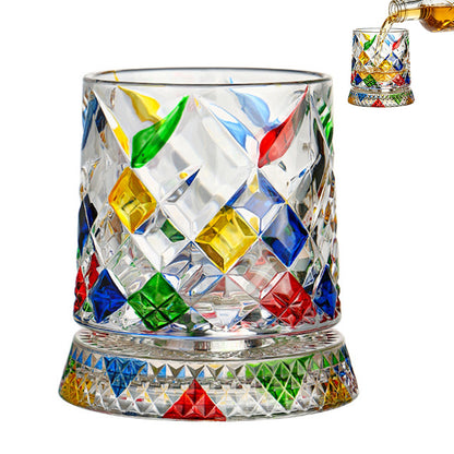 270ml Rotating Whiskey Glass Hand Painted Whiskey Tumbler