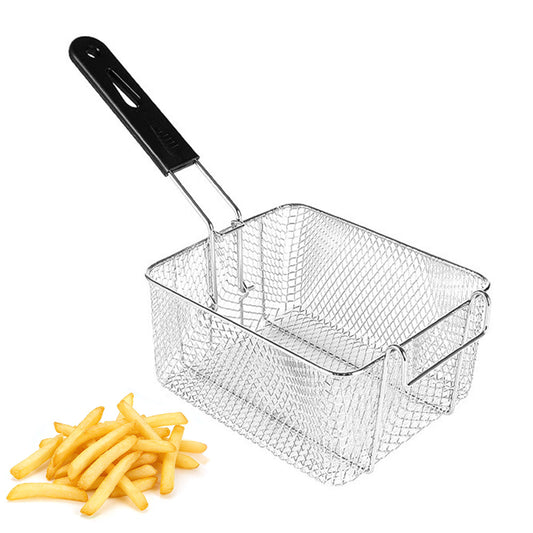 Stainless Steel Deep Fryer Basket with Removable Handle - Rhombus