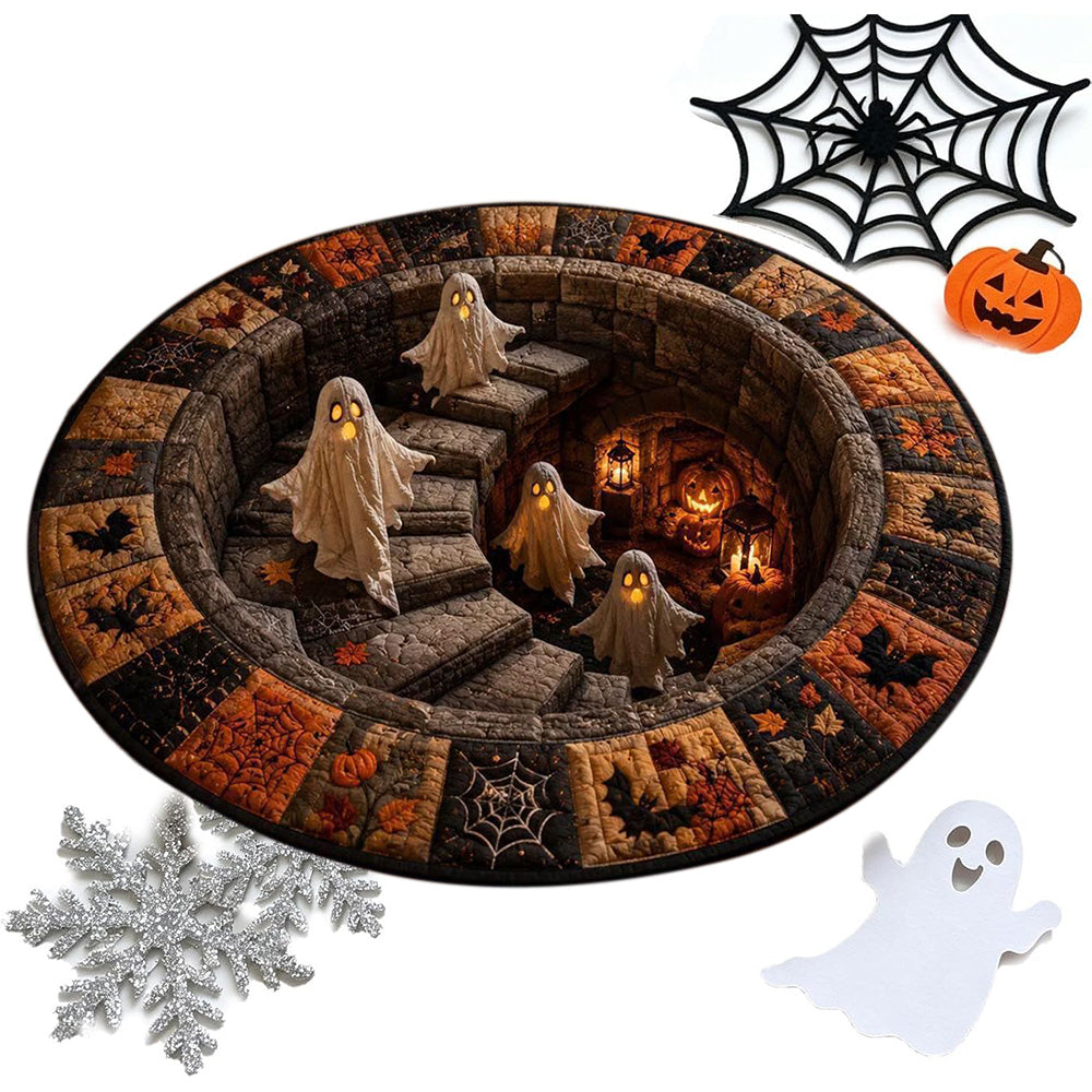 3D Round Non Slip Soft Halloween Rug - Orange Pumpkin