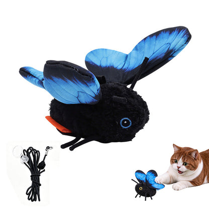 Electric Butterfly Cat Toy with Flapping Wings 3 Modes and Touch Activation - Blue