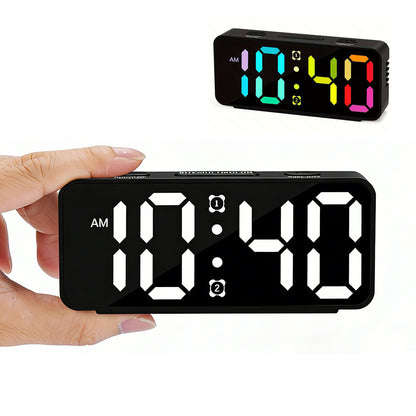 Small Digital Alarm Clock with 6 Dimmers and 5 Alarm Volumes for Bedrooms-Black