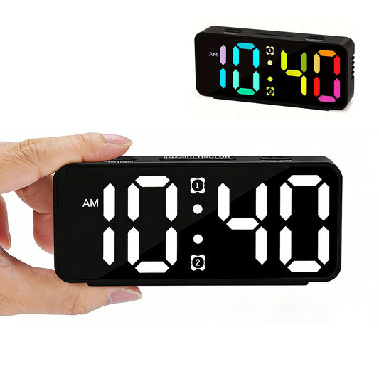 Small Digital Alarm Clock with 6 Dimmers and 5 Alarm Volumes for Bedrooms-Black