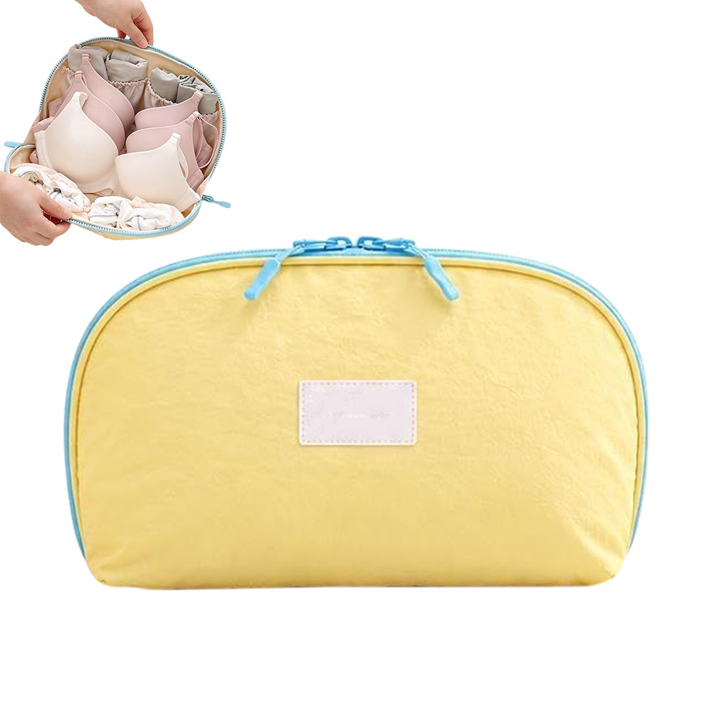 3-in-1 Clam-Shaped Underwear Bra Panty and Sock Travel Storage Bag - Yellow