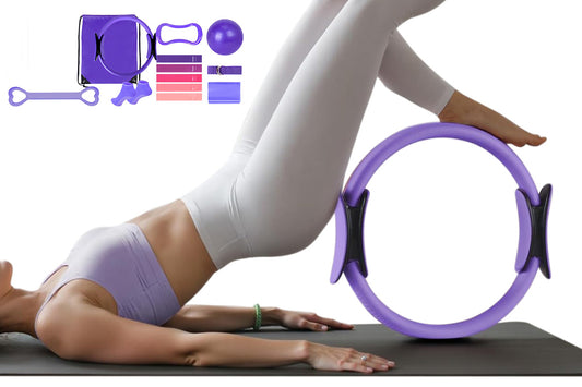 13PCS Home Pilates Kit With Yoga Ball Resistance Band Pilates Ring -Purple Color