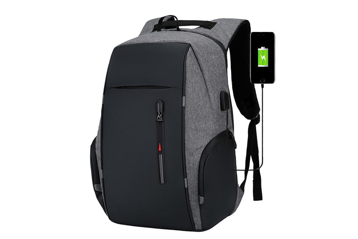 Travel Laptop Backpack with USB Port School Bookbag Fits 15.6 Inch Laptop-Grey