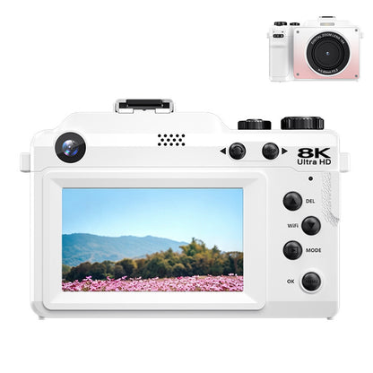 8K Digital Camera 18X Zoom Dual Lens Camera-White