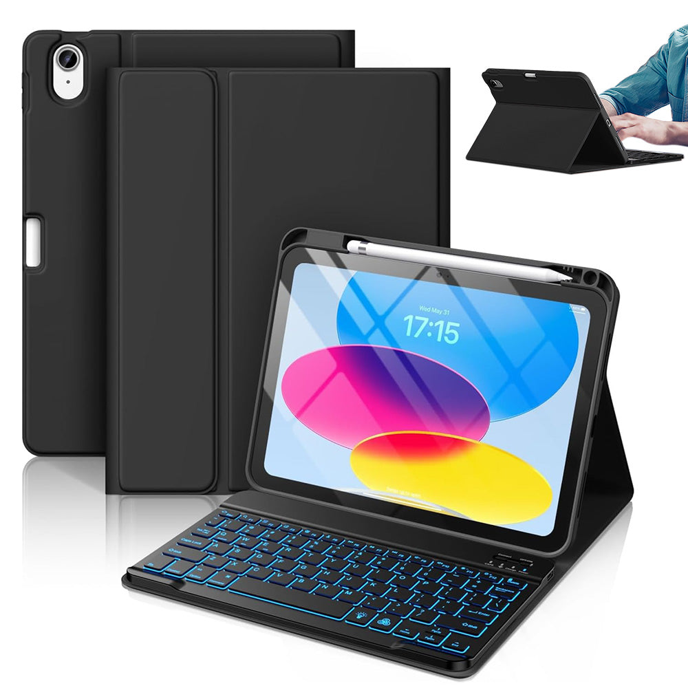 Detachable Backlit Keyboard Case for iPad 10.2 10.5 Inch - Black