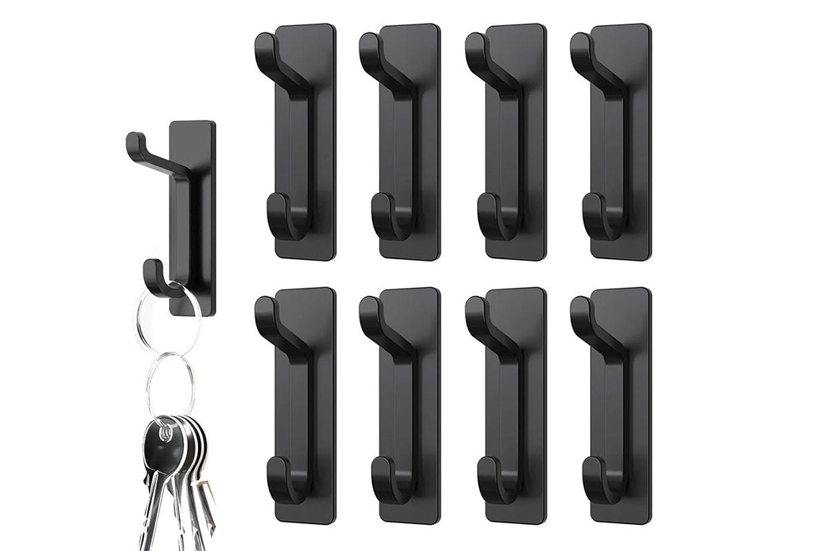 8Pcs Self Adhesive Wall Hook Double Hook Hanger Home Kitchen Bathroom Hanger Cabinet Tool