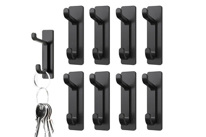 8Pcs Self Adhesive Wall Hook Double Hook Hanger Home Kitchen Bathroom Hanger Cabinet Tool