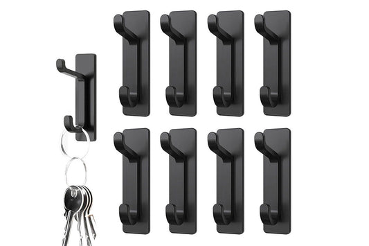 8Pcs Self Adhesive Wall Hook Double Hook Hanger Home Kitchen Bathroom Hanger Cabinet Tool
