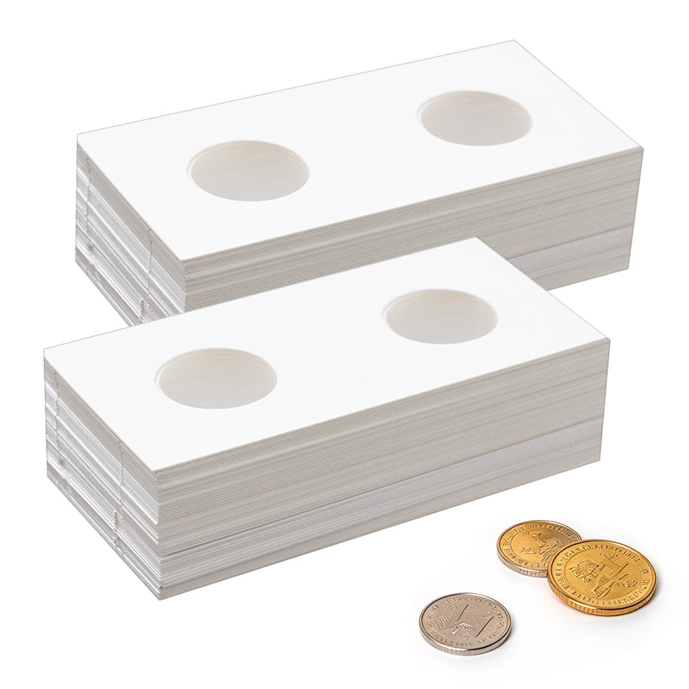 100 Piece Cardboard Coin Holders with Clear Window for Staple Display