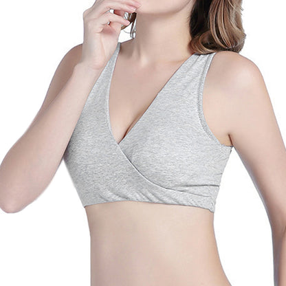 Wireless Cross Front Lounge Bra with Removable Pads - Light Grey