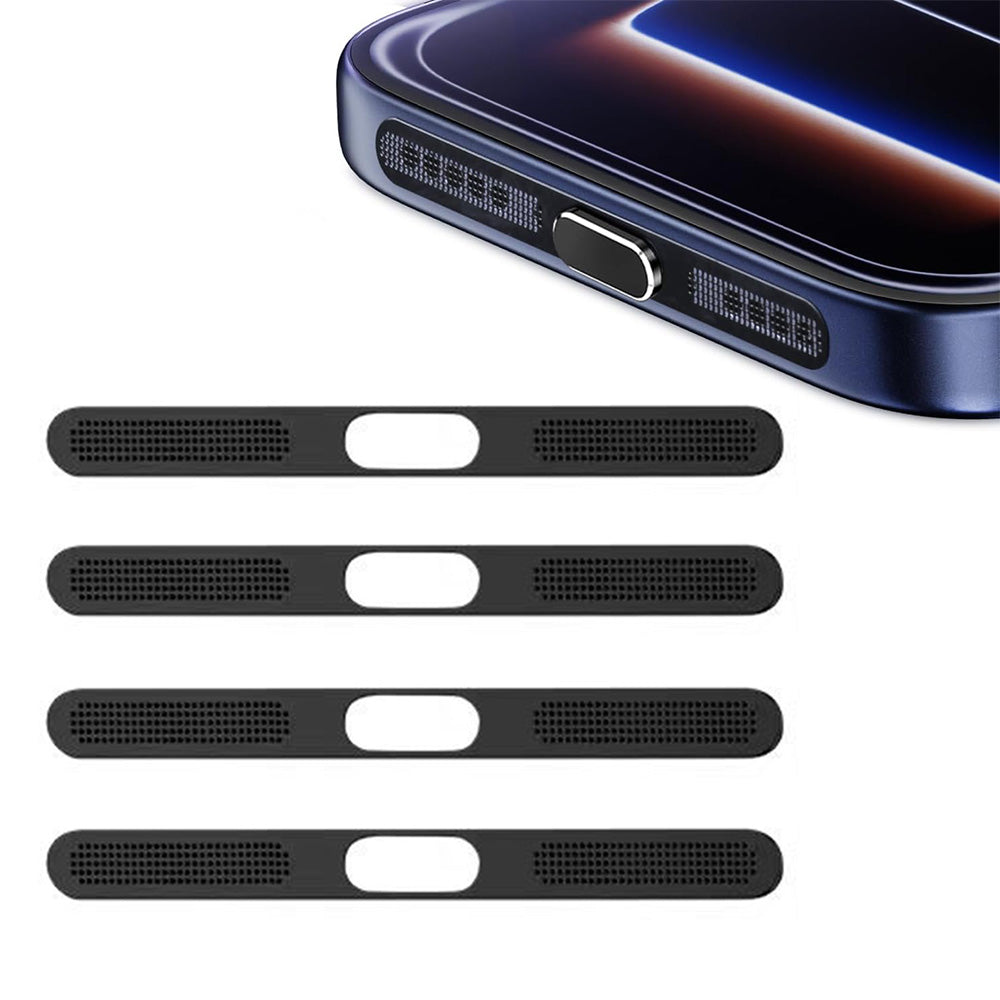 4Piece Metal Dust Mesh Covers for iPhone 18 Pro 18 Pro Max - Black
