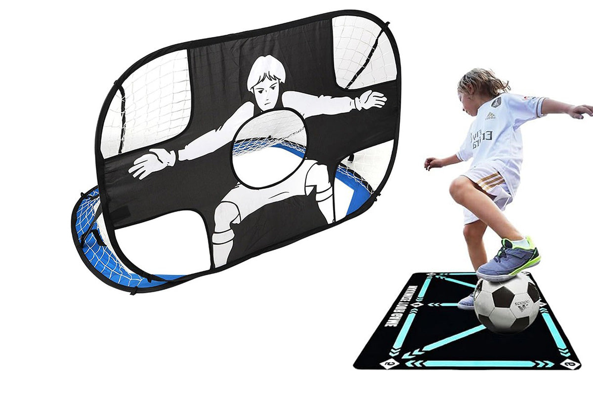 2 in 1 Kids Soccer Pop Up Goal Net Targets Soccer Goal Net Training Football Goal-Soccer Goal+ training mat