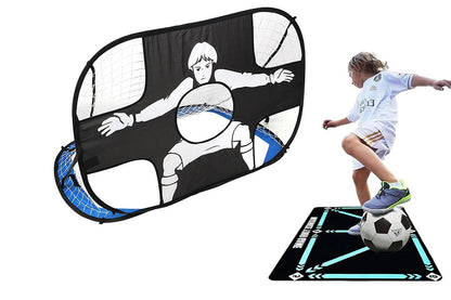 2 in 1 Kids Soccer Pop Up Goal Net Targets Soccer Goal Net Training Football Goal-Soccer Goal+ training mat