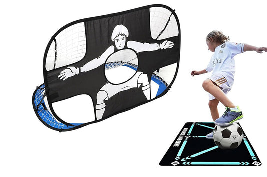 2 in 1 Kids Soccer Pop Up Goal Net Targets Soccer Goal Net Training Football Goal-Soccer Goal+ training mat