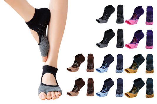10 Pairs Non Slip Toeless Yoga Socks for Pilates Ballet Dance Barefoot Workout Grips