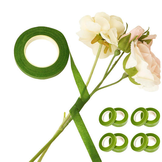 12 Piece Crepe Paper Floral Tape for Bouquet Stem Wrapping - Green